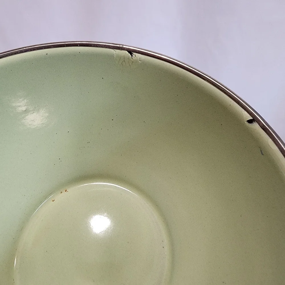 Pottery Barn Enamelware Bowls Set of 9 Pastel Green Blue White Metal Farmhouse